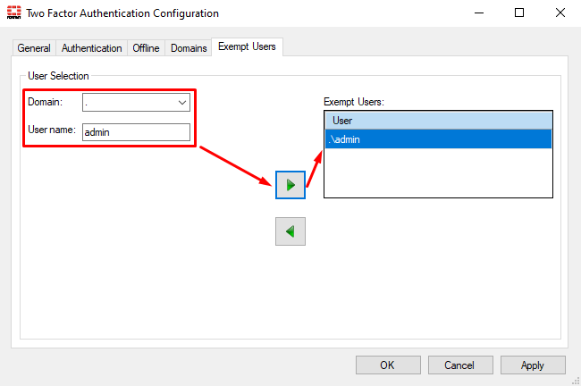 Local user as exempt user on FortiAuthenticator agent