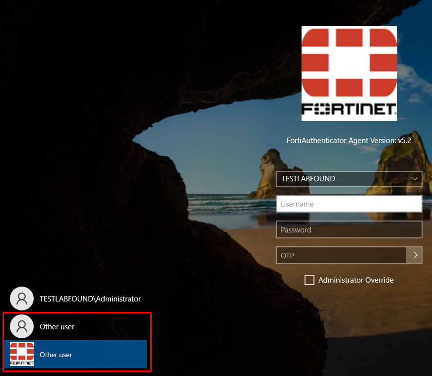 Other user option for login on FortiAuthenticator agent