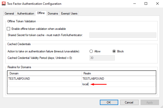 Configure real for local users on FortiAuthenticator Agent