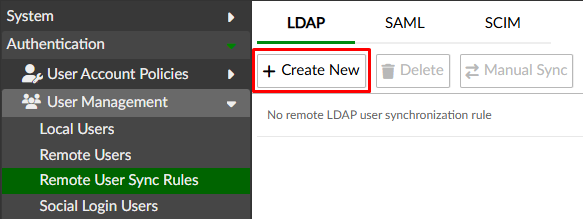 Create new remote user sync rule on FortiAuthenticator