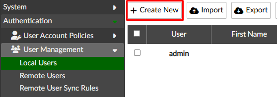 New local user on FortiAuthenticator