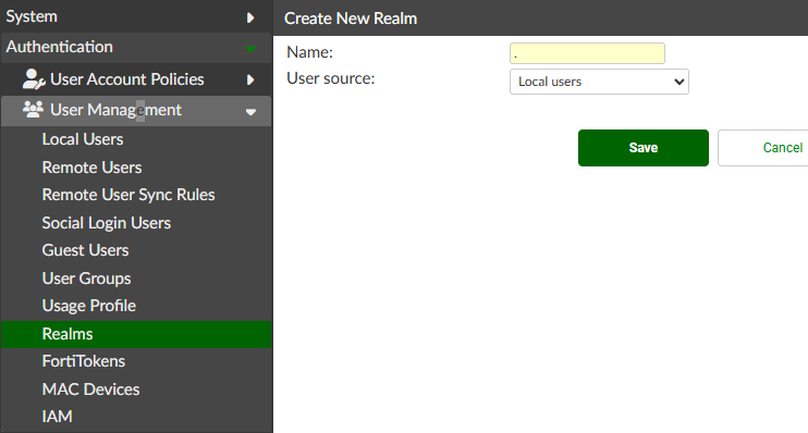 Realm for local users login on FortiAuthenticator