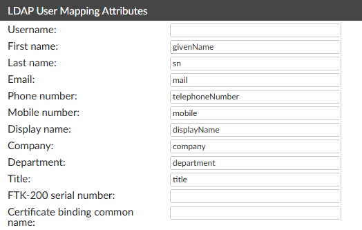 Sync LDAP user mapping attributes on FortiAuthenticator