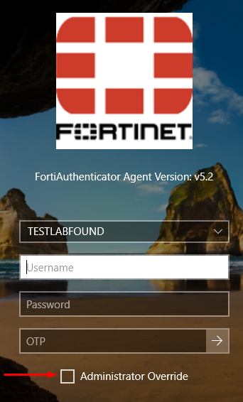 Testing administrator override on FortiAuthenticator - Step 1
