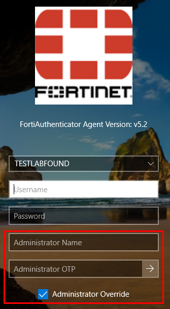 Testing administrator override on FortiAuthenticator - Step 2