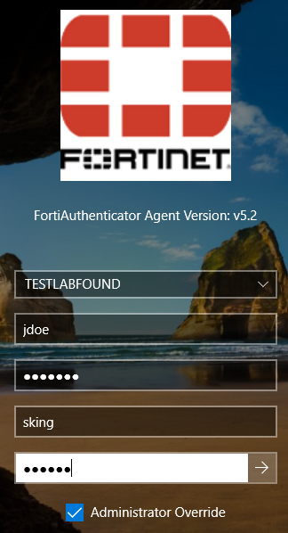 Testing administrator override on FortiAuthenticator - Step 3