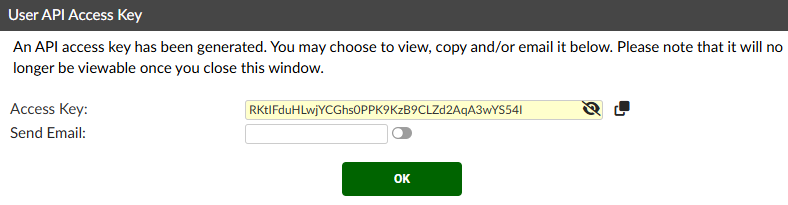 FortiAuthenticator API access key