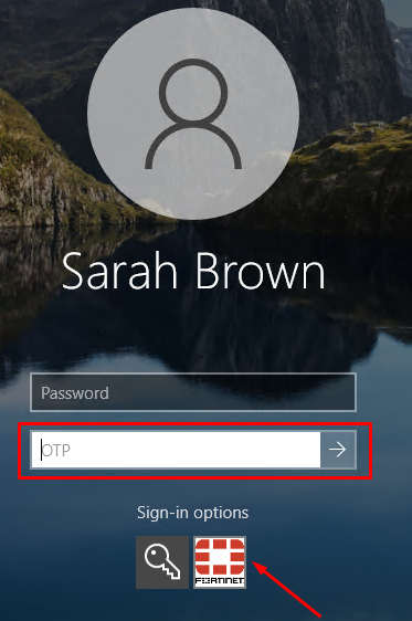 FortiAuthenticator Agent sign-in option