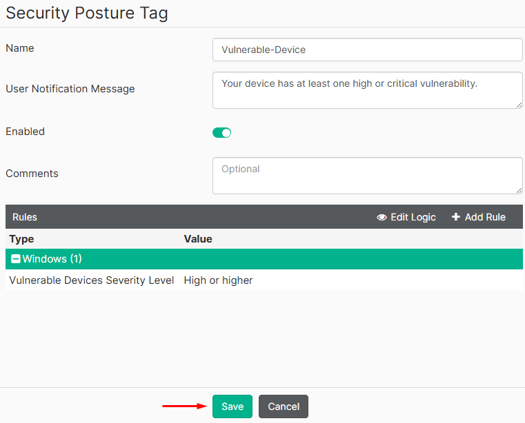 Create new security posture tag on FortiClient EMS
