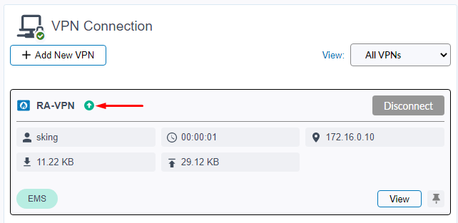 Connected to IPsec VPN dialup on FortiClient