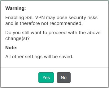Enabling SSL VPN feature visibility warning on FortiClient EMS