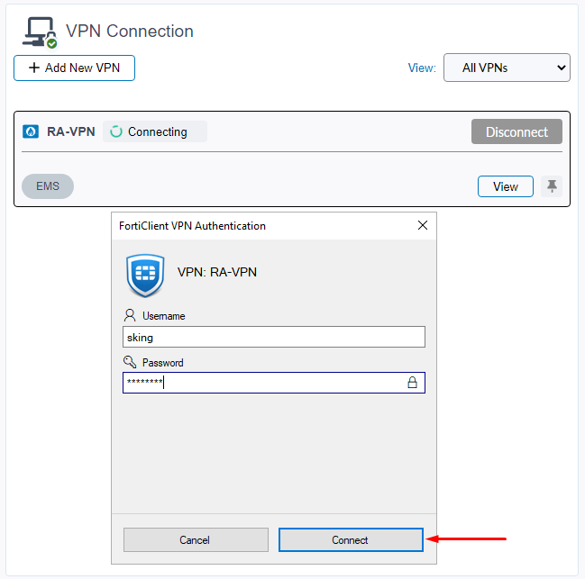 Connect to IPsec VPN dialup on FortiClient