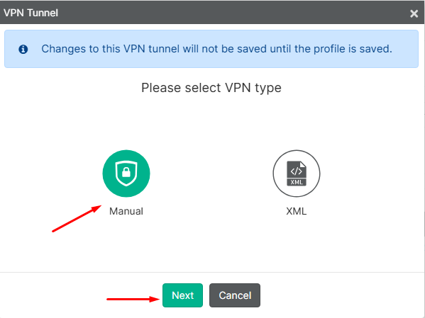 FortiClient EMS remote access profile manual tunnel