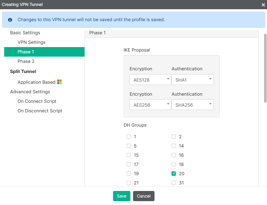 FortiClient EMS remote access profile Phase 1
