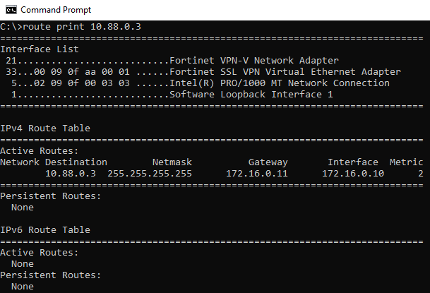 Show route to server on Windows CLI