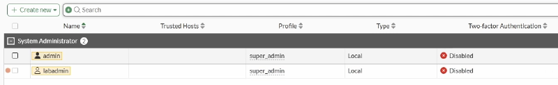 FortiGate administrators list