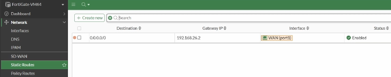 FortiGate basic static route