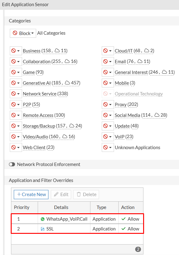Application control profile override