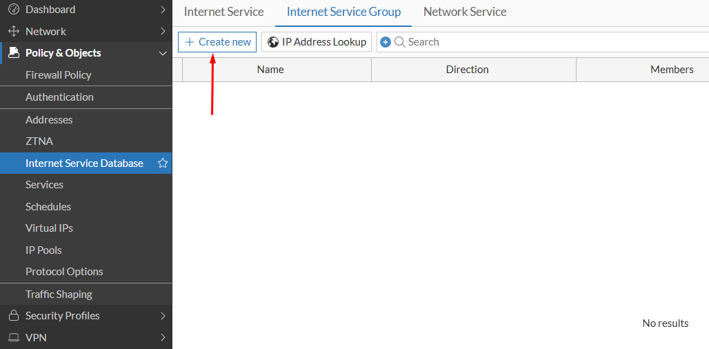 Internet service group creation on FortiGate