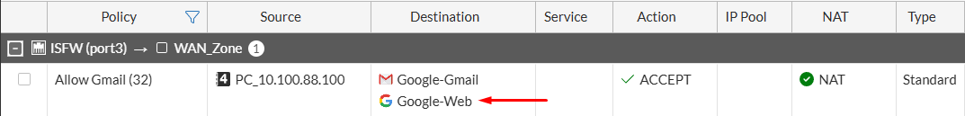 Firewall policy with internet service as destination on FortiGate