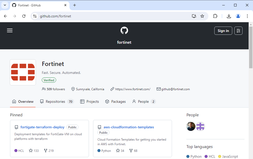 Fortinet GitHub repository