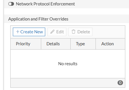 Application Control override empty on FortiGate