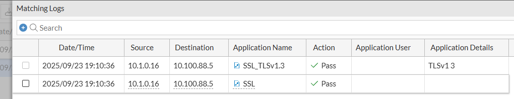 Error - Traffic log details indicating a block because of application control on FortiGate