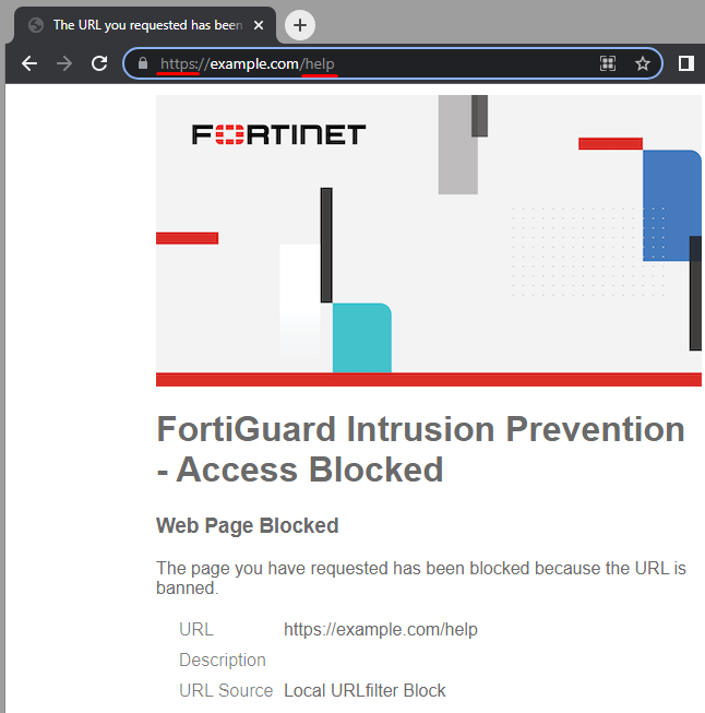Restrict URL access for HTTPS on FortiGate block message