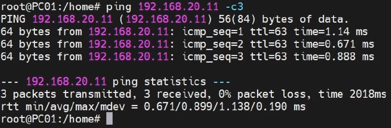 FortiGate inter-VLAN connectivity test