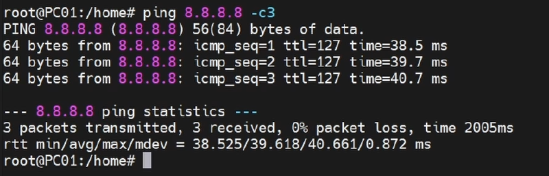 FortiGate VLAN Test2 succeed