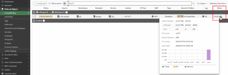 Verify firewall policy is in use
