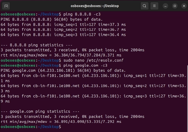 VM client connectivity test