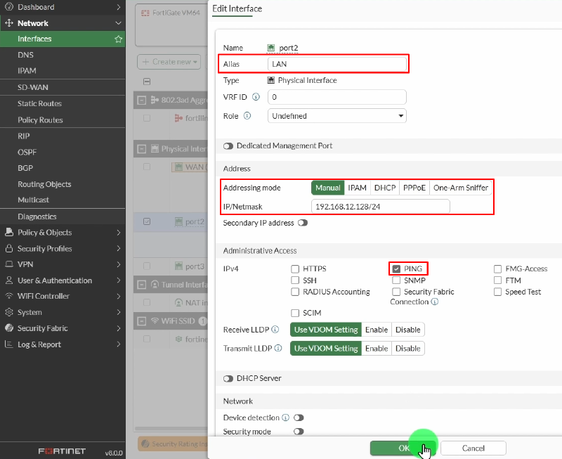 FortiGate VM configure port1