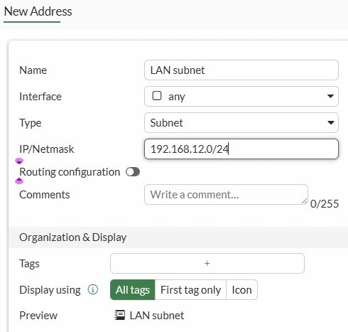 FortiGate VM configure firewall address