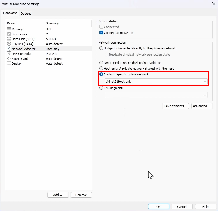 Connecting a VM client to the network