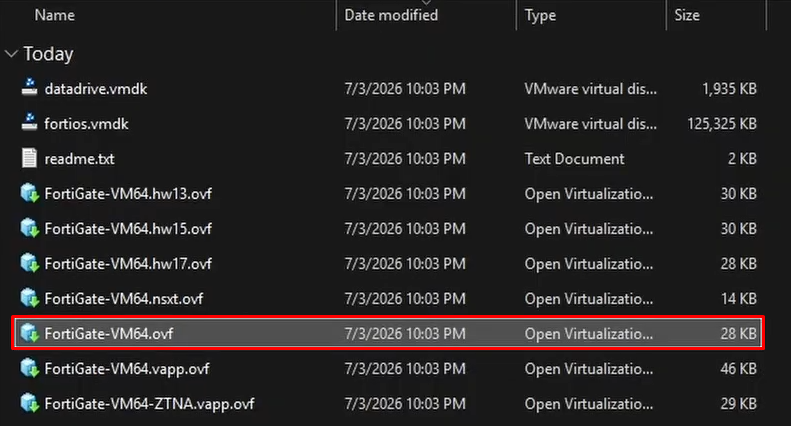 Import FortiGate OVF file into VMware