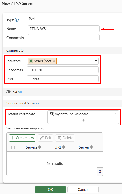 FortiGate ZTNA Server configuration for HTTPS Access Proxy