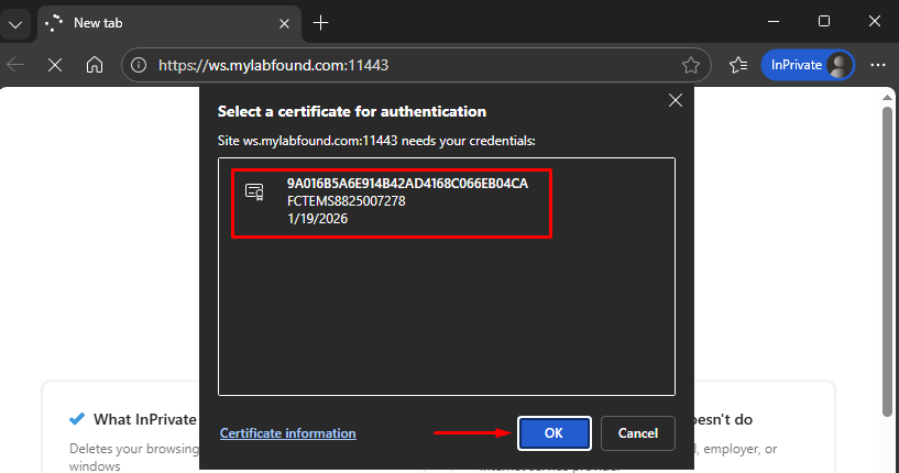 Certificate authentication on FortiGate ZTNA server