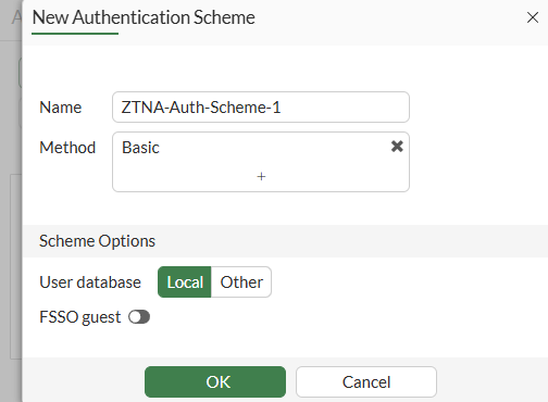 FortiGate ZTNA Server Authentication Scheme configuration