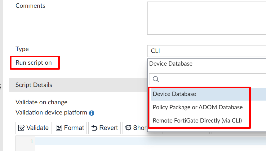FortiManager CLI script Configuration and Examples