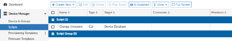 Configuring a CLI script on FortiManager