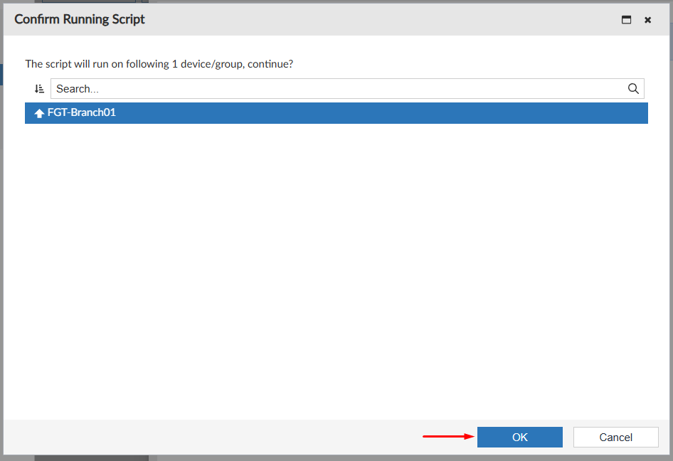 Running a script on device database on FortiManager