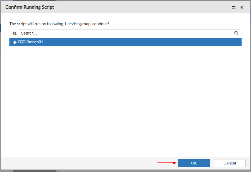 Running a script on device database on FortiManager