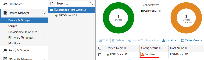 Running a script on device database on FortiManager