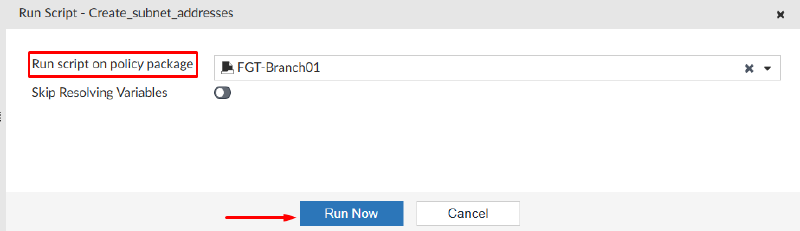 Running a script on Policy Package or ADOM databse
