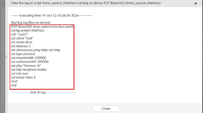 Running a script on Remote FortiGate directly (via CLI)