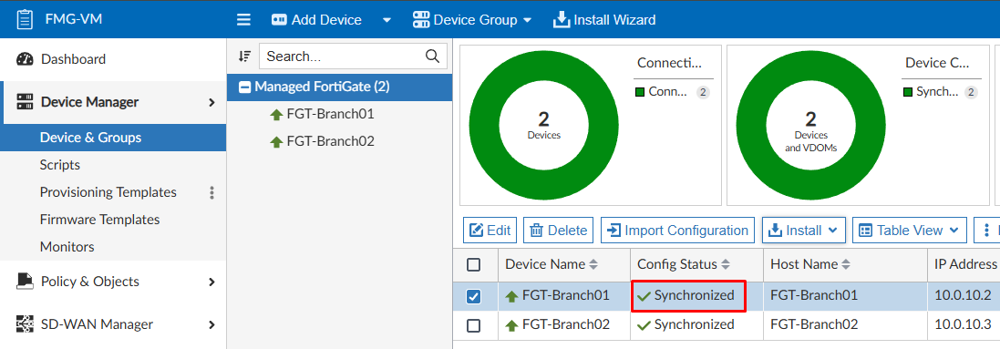 Synchronized config status after Install wizard completed