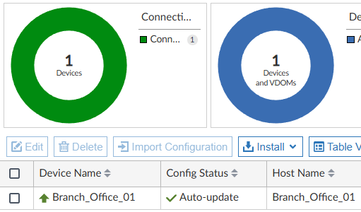 FortiManager - Managed Device Config Status