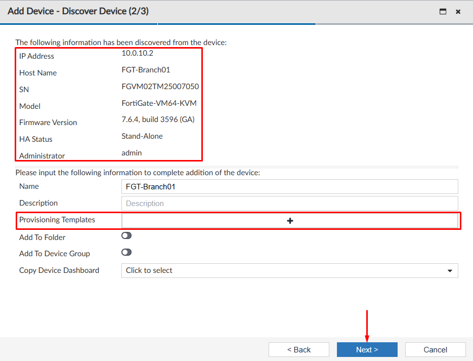 Discover device on FortiManager