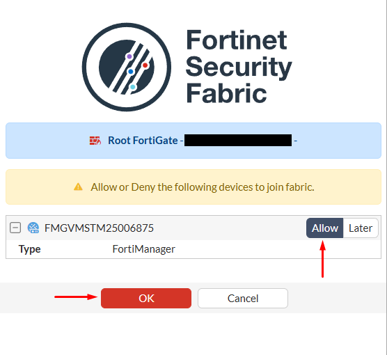 Allow FortiGate through Security Fabric on FortiManager